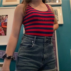 nowhere usa red and blue bodysuit